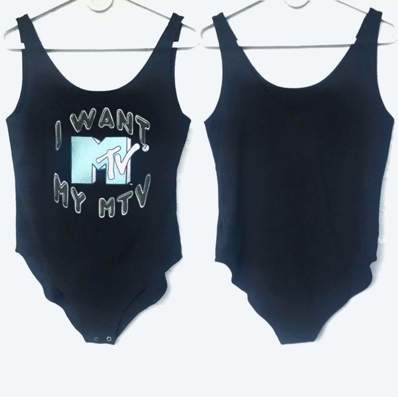 American Eagle MTV Graphic Stretch Cotton Bodysuit - Picture 2 of 4